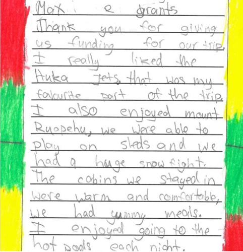 Thank you letter from a student